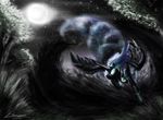  alicorn amazing equine female friendship_is_magic full_moon glowing_eyes hasbro huussii moon my_little_pony night nightmare_moon_(mlp) sky solo stars tree wings wood 