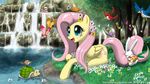  2011 angel_(mlp) arthropod avian bird birds blonde_hair blue_eyes butterfly carrot cutie_mark derpy_hooves_(mlp) dinky_hooves_(mlp) dipping_hoof equine female feral flower fluttershy_(mlp) forest friendship_is_magic fur grey_body group hair hasbro hi_res horn horse insect john_joseco lying lying_in_the_grass mammal my_little_pony pegasus pink_fur pink_hair pinkie_pie_(mlp) pony reptile scalie tree tubing turtle unicorn wallpaper water waterfall widescreen wings wood yellow_body yellow_eyes 