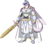 alpha_channel ambiguous_gender anthro cape clothing generation_4_pokemon holding_object holding_sword holding_weapon knight knight_armor legendary_pokemon lord_palkia_(heroicswordsman23) melee_weapon multicolored_body nintendo palkia pokemon pokemon_(species) simple_background solo sparksstars standing sword tail transparent_background two_tone_body warrior weapon white_body wings