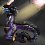 anthro bdsm bondage bound breasts chain cool_colors dragon female fivel hair nipples nude scalie solo tail 
