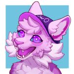 amaverse ambiguous_gender anthro cheek_tuft clothed clothing color_fox cross-eyed domestic_cat facial_tuft felid feline felis fluffy fluffy_chest fluffy_ears forked_tongue hat headgear headwear hi_res kemono looking_at_viewer mammal neck_tuft open_mouth open_smile owo patoune pink_body smile solo tail text tongue tuft vtuber white_body x_eyes