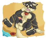 anthro balls beach canid canine canis chain feet garmr genitals hi_res lifewonders male male/male mammal nipples pecs penis pink_penis soles solo tokyo_afterschool_summoners wolf zamir503