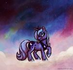  alicorn blue_eyes blue_hair cloud cool_colors crown cutie_mark equine female feral fjording friendship_is_magic hair hasbro horn mammal my_little_pony princess_luna_(mlp) solo sunset unknown_artist winged_unicorn wings 