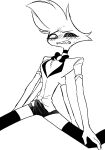 absurd_res angel_dust anthro arachnid arthropod clothed clothing demon enaic31 erection erection_under_clothing hazbin_hotel hi_res male monochrome solo spider