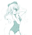  full_metal_panic! green jo_(overture) monochrome one-piece_swimsuit school_swimsuit solo swimsuit teletha_testarossa 