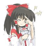  artist_request brain_freeze hakurei_reimu jpeg_artifacts long_sleeves lowres shaved_ice sketch solo touhou 