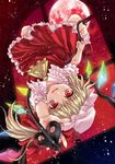  blonde_hair flandre_scarlet hat laevatein moon red_eyes red_moon sato-pon solo touhou wings 