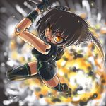  :o angry ass attack bad_id bad_pixiv_id bangs bare_shoulders black_footwear black_gloves black_hair black_legwear blurry blush boots busou_shinki dd_(ijigendd) depth_of_field doll_joints explosion eyes_visible_through_hair fangs foreshortening from_above from_side gloves hair_between_eyes holding holding_weapon howling_(busou_shinki) jumping leg_lift leotard motion_blur open_mouth orange_eyes over_shoulder short_hair solo sword thigh_boots thighhighs v-shaped_eyebrows weapon weapon_over_shoulder wristband 