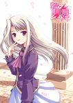  :p fate/stay_night fate_(series) hinooka_shuuji illyasviel_von_einzbern long_sleeves petals solo tongue tongue_out wind 