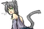  animal_ears animal_tail cat_ears cat_tail collar female girl green_eyes nekomimi novemdecuple tail 
