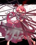  :t bad_id bad_pixiv_id bat_wings dress head_wings koakuma long_hair maryquant red_eyes red_hair solo tail touhou wings 