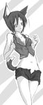  animal_ears animal_tail breasts female girl highres meiko monochrome novemdecuple tail vocaloid 