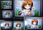  after_war_gundam_x blue_eyes brown_hair expressions flower game_console gundam photo pixel_art ponytail screencap studiokougubako tiffa_adill translation_request warioware wii 