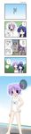  5koma :3 :d =_= ahoge aotan_nishimoto blush comic double_bun highres hiiragi_kagami hiiragi_tsukasa izumi_konata long_image lucky_star mole mole_under_eye multiple_girls one-piece_swimsuit open_mouth phone purple_hair ribbon ryouou_school_uniform school_swimsuit school_uniform serafuku smile sweatdrop swimsuit tall_image translated white_school_swimsuit white_swimsuit 