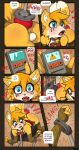 anal anal_masturbation anthro canid canine chastity_cage chastity_device clothed clothing comic crossdressing fox fucking_machine girly hi_res husdur machine mammal masturbation miles_prower sega solo sonic_the_hedgehog_(series)