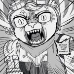 angry anthro comic eyewear fangs female goggles lombax mammal monochrome parody ratchet_and_clank rivet_(ratchet_and_clank) scarf solo sony_corporation sony_interactive_entertainment teeth text unknown_artist