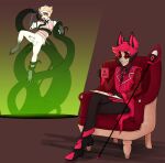absurd_res ahegao alastor_(hazbin_hotel) anal anal_penetration balls black_body black_fur blonde_hair blush blushing_profusely book cane chair claws clothed clothing coffee_mug crossed_legs demon duo fallen_angel footwear forked_tongue fur furniture genitals hair hazbin_hotel hi_res hooves humanoid humanoid_genitalia humanoid_penis kitket looking_pleasured lucifer_(hazbin_hotel) male male/male mug open_mouth partially_clothed penetration penis red_hair sex sharp_teeth shoes spread_legs spreading suspended_via_tentacles suspension teeth tentacle_penetration tentacle_sex tentacles tongue tongue_out vein veiny_penis white_body yellow_blush