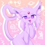 1:1 2024 3_fingers :3 ambiguous_gender anthro anthrofied cheek_tuft colored cute_fangs digital_media_(artwork) eeveelution espeon facial_tuft felid feline fingers fluffy forehead_gem forked_tail fur gem generation_2_pokemon gesture giyu half-length_portrait head_tuft hi_res inner_ear_fluff kemono looking_at_viewer mammal monotone_body monotone_fur monotone_tail nintendo nude open_:3 open_mouth open_smile paws pink_background pink_body pink_ears pink_fur pink_inner_ear_fluff pink_tail pokemon pokemon_(species) pokemorph portrait pupils purple_body purple_ears purple_eyes purple_fur purple_inner_ear purple_inner_ear_fluff purple_tail shaded signature simple_background smile solo standing tail tail_gesture tail_heart three-quarter_view tuft unusual_anatomy unusual_tail white_pupils