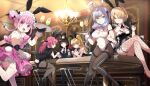  aikawa_megumi animal_ears asakura_karen_(heaven_burns_red) bare_shoulders black_hair black_leotard black_pantyhose blonde_hair braid breasts card casino casino_card_table detached_collar double_bun fake_animal_ears fishnet_pantyhose fishnets french_braid green_eyes grey_hair hair_bun hair_ornament hair_over_one_eye heaven_burns_red highres indoors izumi_yuki_(heaven_burns_red) k_i49 kayamori_ruka kunimi_tama large_breasts leotard long_hair pantyhose pink_eyes pink_hair playboy_bunny playing_card poker_chip ponytail rabbit_ears rabbit_tail red_eyes round_eyewear short_hair strapless strapless_leotard table tail team_31a_(heaven_burns_red) toujou_tsukasa white_leotard wrist_cuffs yellow_eyes 