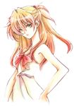  :o ahoge armpits arms_at_sides backlighting bangs bare_shoulders blue_eyes bow breasts chemise cowboy_shot evangelion:_2.0_you_can_(not)_advance from_side gradient_hair hair_between_eyes hair_ornament hair_over_shoulder head_tilt kitano_bunko lingerie long_hair looking_at_viewer multicolored_hair neon_genesis_evangelion orange_hair parted_lips rebuild_of_evangelion red_bow red_hair shikinami_asuka_langley simple_background skinny small_breasts solo souryuu_asuka_langley standing two_side_up underwear underwear_only white_background 