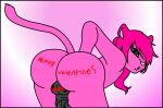 2019 animal_genitalia animal_penis anthro balls bent_over big_butt big_penis black_balls black_penis body_writing butt digital_media_(artwork) domestic_cat english_text felid feline felis fur genitals girly gradient_background green_eyes hair holidays kissy_face lips looking_at_viewer looking_back male mammal nude penis pink_body pink_fur pink_hair pinkie.lovesu pinkie.lovesu_(artist) presenting puckered_lips pursed_lips simple_background solo tail text valentine&#039;s_day