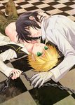  black_hair blonde_hair chains gilbert_nightray golden_eyes green_eyes oz_vessalius pandora_hearts shota yaoi yellow_eyes 