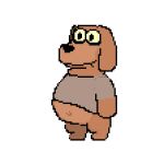  1:1 animated anthro bottomless canid canine canis clothed clothing dachshund digital_media_(artwork) domestic_dog hunting_dog low_res male mammal overweight overweight_male pearable pixel_(artwork) short_playtime solo sprite_art 