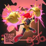  absurdres armarouge armor artist_name character_name colored_skin eye_trail fiery_hair full_body gold_armor highres light_trail pokemon pokemon_(creature) qr_code red_eyes red_hair red_skin shoulder_armor solo zealmaker 