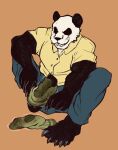 bear beastars feet foot_fetish giant_panda gouhin_(beastars) hi_res humanoid jozzu male male/male mammal sock_transformation solo