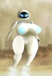 5_fingers anthro anthrofied areola big_breasts blue_areola blue_eyes blurred_background breasts curvy_figure disney duo empty_eyes eve_(wall-e) female fingers fire_extinguisher flying futuristic genitals hi_res hourglass_figure huge_breasts huge_hips humanoid machine mantrinrus multicolored_body nipples noseless not_furry nude nude_female pixar pussy robot robot_humanoid screen screen_face solo thick_thighs two_tone_body wall-e white_body wide_hips