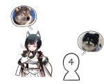  animal_ear_fluff animal_ears black_hair closed_eyes coat commander_(last_origin) dog dog_ears dog_girl gloves hair_ornament last_origin open_clothes open_coat overcoat short_hair sketch taesi vargr_(last_origin) wolf 