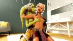  ahsoka_tano alien breasts clothed clothing duo female female/female green_body green_skin hera_syndulla hi_res humanoid kirelics lekku_(anatomy) nipples star_wars star_wars:_the_clone_wars star_wars_rebels togruta topless twi&#039;lek 