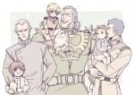  1girl aged_down banagher_links bright_noa dozle_zabi father_and_daughter father_and_son gundam gundam_hathaway&#039;s_flash gundam_unicorn hathaway_noa highres military military_uniform mineva_lao_zabi neo_zeon orange_hair scar short_hair siodam410 smile uniform zeon zeta_gundam 