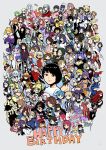  6+girls absurdres adventure_time annotation_request armor backwards_hat black_hair black_necktie blonde_hair blue_eyes blue_gloves blue_hair bow bowtie brown_eyes brown_hair camilla_(fire_emblem) cammy_white character_request collared_shirt copyright_request cowboy_hat danganronpa_(series) elizabeth_(bioshock_infinite) elizabeth_(persona) fire_emblem flame_princess forehead_jewel fukawa_toko gazelle_(kingsman) gegege_no_kitarou genocider_shou glasses gloves green_eyes green_hair grey_background hair_ornament hair_over_one_eye hair_tubes happy_birthday hat highres hit-girl holding holding_scissors kick-ass kingsman:_the_secret_service light_blue_hair multiple_girls my_little_pony my_little_pony:_friendship_is_magic navel necktie one_eye_closed open_mouth orange_hair pink_hair pokemon princess_unikitty purple_hair red_beret red_bow red_bowtie red_hair samidare_satsuki sawashiro_miyuki school_uniform scissors shirt skullgirls smile street_fighter sunglasses sword the_lego_group tongue tongue_out twilight_sparkle voice_actor_connection weapon white_hair yoshino_chidori 