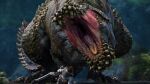  16:9 2024 3d_(artwork) 4k absurd_res ambiguous_gender armor attack blender_(artwork) bodily_fluids brute_wyvern capcom claws clothed clothing detailed_background deviljho digital_media_(artwork) duo feral gaping_mouth greatsword green_body green_scales hair hi_res holding_object holding_weapon human imminent_vore ivorylagiacrus larger_ambiguous larger_feral looking_up looking_up_at_another male mammal melee_weapon monster_hunter mouth_shot muscular open_mouth outside plant saliva saliva_string salivating scales scalie sharp_teeth size_difference smaller_human smaller_male spikes sword tail teeth tongue weapon widescreen 