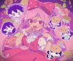  3boys 3girls aubrey_(headspace)_(omori) aubrey_(omori) black_eyes black_hair blush bow chibi colored_skin dark-skinned_female dark_skin grin hair_bow hero_(headspace)_(omori) hero_(omori) kel_(headspace)_(omori) kel_(omori) long_hair looking_at_another looking_at_viewer mari_(headspace)_(omori) mari_(omori) mask mask_on_head mnmn0406 multiple_boys multiple_girls ojou-sama_pose omori omori_(omori) open_mouth parted_lips pink_bow pink_eyes pink_hair puffy_short_sleeves puffy_sleeves purple_eyes purple_hair short_hair short_sleeves smile speech_bubble spoken_sweatdrop sprout_mole sweatdrop sweetheart_(omori) teeth white_skin 