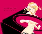  aigle_(pixiv37880) atlus blonde_hair blue_eyes catherine catherine_(game) drill_hair female highres long_hair midriff open_mouth shirtless solo thighhighs topless twin_drills twintails 