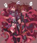  !? 2girls @_@ ahoge anger_vein biting black_footwear black_shirt black_skirt black_sleeves blush boots breast_pocket breasts buttons clothes_lift commentary_request cross-laced_footwear crying crying_with_eyes_open detached_sleeves double-breasted drill_hair dual_persona fang glaring grey_jacket grey_skirt hair_between_eyes hair_ribbon hand_on_another's_hand hato_no_mune_wo_momitai high-waist_skirt highres jacket jacket_lift kasane_teto kasane_teto_(sv) knee_boots lace-up_boots lifting_another's_clothes long_sleeves medium_breasts multiple_girls nervous nose_blush open_clothes open_mouth open_shirt pocket protected_link red_eyes red_hair red_trim restrained ribbon sharp_teeth shirt shout_lines skin_fang skirt skirt_tug slit_pupils speech_bubble spoken_anger_vein spoken_blush spoken_interrobang synthesizer_v tears teeth tentacle_grab tentacles tentacles_under_clothes thigh_boots torn_clothes torn_skirt twin_drills underboob utau zettai_ryouiki 