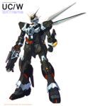  beam_rifle char&#039;s_counterattack commentary_request energy_gun green_eyes gundam highres machinery mecha mecha_focus mobile_suit no_humans nu_gundam original redesign robot science_fiction weapon white_background yanagi_joe 