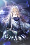  1girl absurdres arm_support birdcage blonde_hair blood blood_on_weapon blue_dress blue_eyes book breasts cage cleavage closed_mouth commission crying crying_with_eyes_open dark_background detached_sleeves dress english_text full_body furrowed_brow hand_up highres holding holding_knife jewelry kneeling knife long_hair looking_at_viewer necklace open_book original see-through_clothes see-through_veil sleeveless sleeveless_dress solo streaming_tears tears veil very_long_hair weapon youzha_ligui 
