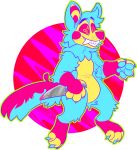  2020 alpha_channel ambiguous_gender anthro asymmetrical_pupils blood blood_on_knife blue_body blue_claws blue_fur blue_pawpads bodily_fluids canid canine canis claws colored_blood coyote digital_drawing_(artwork) digital_media_(artwork) digitigrade discotheque_ricochet eyebrows fangs featureless_crotch finger_claws flat_colors full-length_portrait fur green_outline grin handpaw head_tuft hi_res hindpaw holding_knife holding_object jaspering knife mammal nonbinary_(lore) nude outline pawpads paws pink_blood pink_body pink_eyes pink_fur pink_inner_ear pink_nose portrait pupils signature smile solo spiral_pupils star_pupils striped_inner_ear tail teeth toe_claws tuft two_tone_inner_ear unusual_blood unusual_bodily_fluids whisker_spots yellow_body yellow_fur yellow_inner_ear yellow_pupils 