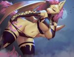 anthro armwear barely_visible_areola bat_pony breasts cleavage clothed clothing cutie_mark elbow_gloves equid fangs female flutterbat_(mlp) fluttershy_(mlp) friendship_is_magic full_moon gloves hair handwear hasbro hi_res legwear licking licking_lips mammal mashiro_sssinohu membrane_(anatomy) membranous_wings moon my_little_pony night panties pink_hair red_eyes solo stockings teeth tongue torn_clothing torn_panties torn_underwear under_boob underwear wings yellow_body