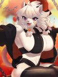 2021 abs accessory anthro autumn band-aid band-aid_on_face bandage bandage_on_face baseball_cap big_breasts black_text bow_ribbon breasts chain clothed clothed_anthro clothed_female clothing dated depth_of_field digital_media_(artwork) eyebrow_through_hair eyebrows fangs felid female female_anthro frankie_(extremedash) fur hair hair_accessory hair_bow hair_ribbon hat headgear headwear hi_res huge_breasts legwear lion looking_at_viewer mammal mid_skb multicolored_eyes muscular muscular_anthro muscular_female narrowed_eyes open_mouth open_smile outside pantherine pink_nose portrait ribbons sitting smile solo tail teeth text thigh_highs three-quarter_portrait three-quarter_view tied_hair topwear translucent translucent_hair two_tone_eyes white_body white_eyebrows white_fur white_hair