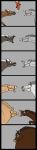 alarmed ambiguous_gender brown_body brown_fur canid canine equid equine facing_each_other feral fox fur fuusenroba grey_body grey_fur group hi_res horse horse_bridle long_image mammal mane multicolored_body multicolored_fur multiple_scenes open_mouth running tall_image tan_body tan_fur vore