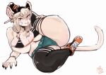 2021 5_fingers anthro areola areola_slip band-aid band-aid_on_face bandage bandage_on_face big_breasts black_bikini_top black_clothing black_legwear black_thigh_highs bottomwear breasts clothed clothed_anthro clothed_female clothing dated denim denim_bottomwear denim_clothing denim_shorts eyelashes eymbee felid female female_anthro fingers footwear frankie_(extremedash) full-length_portrait fur hi_res holding_leg hotpants huge_breasts huge_thighs legwear light_body light_fur light_hair light_tail lion looking_at_viewer mammal orange_clothing orange_footwear orange_shoes pantherine portrait raised_leg shoes shorts simple_background solo thick_thighs thigh_highs tongue tongue_out white_background