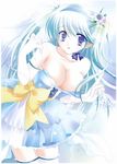  big_breasts blue_eyes blue_hair breasts cleavage dress large_breasts pig_tails twintails 