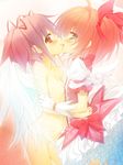  :d ahoge angel_wings arm_grab bangs blush bow breast_press breasts bubble_skirt cardcaptor_sakura choker cosplay crossover dress embarrassed face-to-face flat_chest frills gloves green_eyes groin hair_between_eyes hair_bow hair_intakes hair_ribbon hug imminent_kiss kamitsurugi_ouka kaname_madoka kaname_madoka_(cosplay) kinomoto_sakura looking_at_viewer looking_back magical_girl mahou_shoujo_madoka_magica multiple_girls naughty_face navel nude open_mouth orange_hair pink_hair profile red_eyes ribbon short_dress short_hair short_twintails sidelocks skirt small_breasts smile spoilers standing symmetrical_docking transparent twintails white_gloves wings yuri 