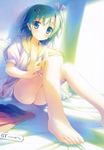  ass barefoot blue_eyes green_hair irotoridori_no_sekai panties panty_pull toumine_tsukasa underwear 