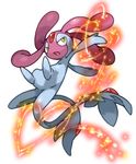 commentary_request floating full_body gen_4_pokemon mesprit no_humans open_mouth pearl7 pokemon pokemon_(creature) simple_background solo sparkle white_background yellow_eyes 