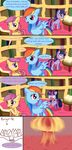  book comic cub cutie_mark cutie_mark_crusaders_(mlp) cyan_body dialog english_text equine female feral friendship_is_magic fur group hair hasbro horn library long_hair mammal mouth_hold multi-colored_hair mushroom_cloud my_little_pony orange_body pegasus pencil pink_eyes pink_hair ponyville purple_body purple_eyes purple_hair rainbow_dash_(mlp) rainbow_hair scootaloo_(mlp) short_hair solar-slash table text twilight_sparkle_(mlp) unicorn warm_colors wings writing young 